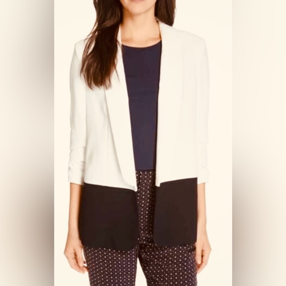 Joie Lollasa B Colorblock Open Front Lined Blazer W/Scrunched Sleeves. Sz S Used